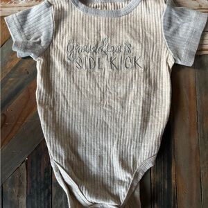 Tahari Gray and Cream Bodysuit Grandpas Sidekick